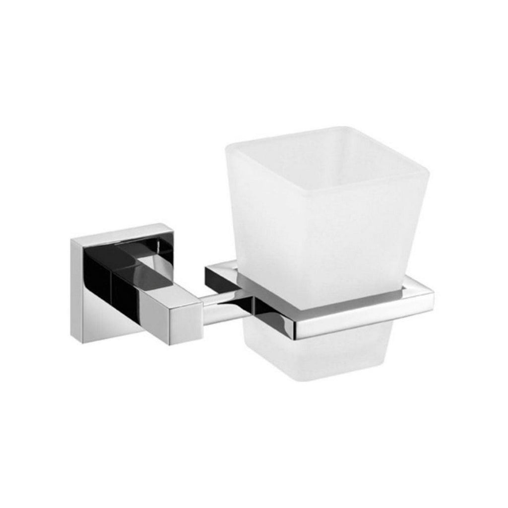 Aqua Piazza Frosted Glass Tumbler Holder - Home and Bath Depot
