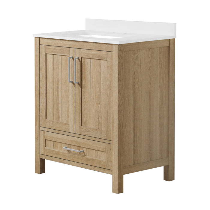 OVE Decors -  Kansas 30 In. W X 19 In. D X 34 In. H Single Sink Bath Vanity In White Oak With White Engineered Stone Top