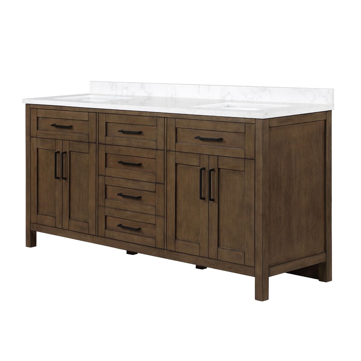 OVE Decors - Tahoe 72 In. W X 21 In. D X 34 In. H Double Sink Bath Vanity In Almond Latte With White Engineered Marble Top And Outlet