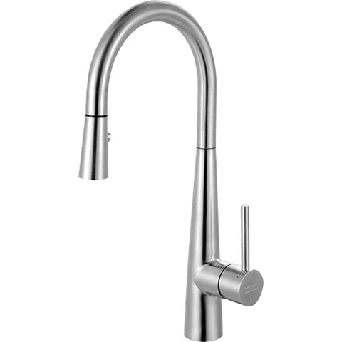 Franke - 16-11/16" High-Arch Gooseneck Single Lever Handle Pull-Out Spray Kitchen Faucet Stainless Steel