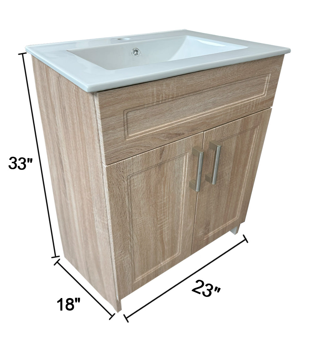 Marius 24" Modern Single Bathroom Vanity (Ceramic Sink)*, Include Two Doors. Ready-to-Assemble