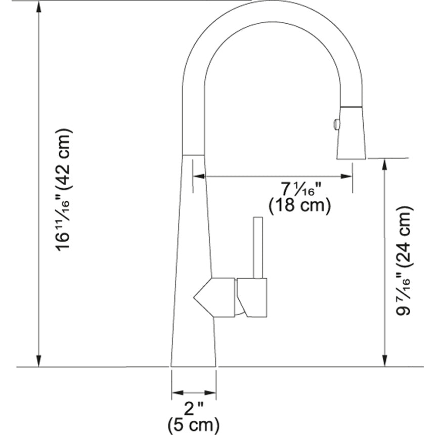 Franke - 16-11/16" High-Arch Gooseneck Single Lever Handle Pull-Out Spray Kitchen Faucet Stainless Steel