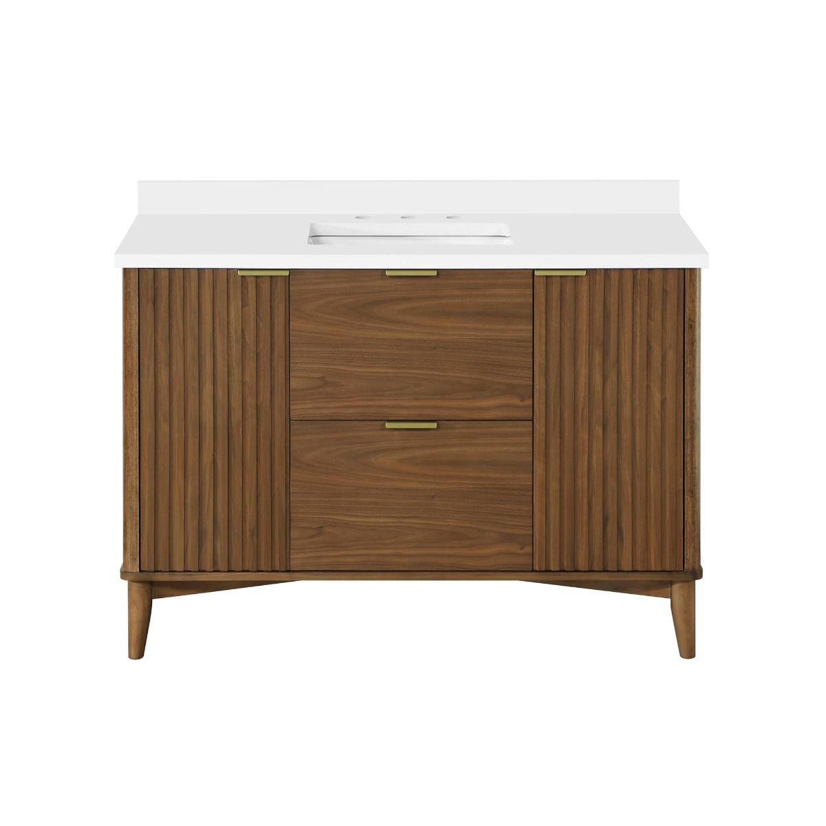 OVE Decors -  Gabi 48-In W x 22-In D x 35-In H Single Sink Bathroom Vanity In Warm Walnut With A White Engineered Marble Top