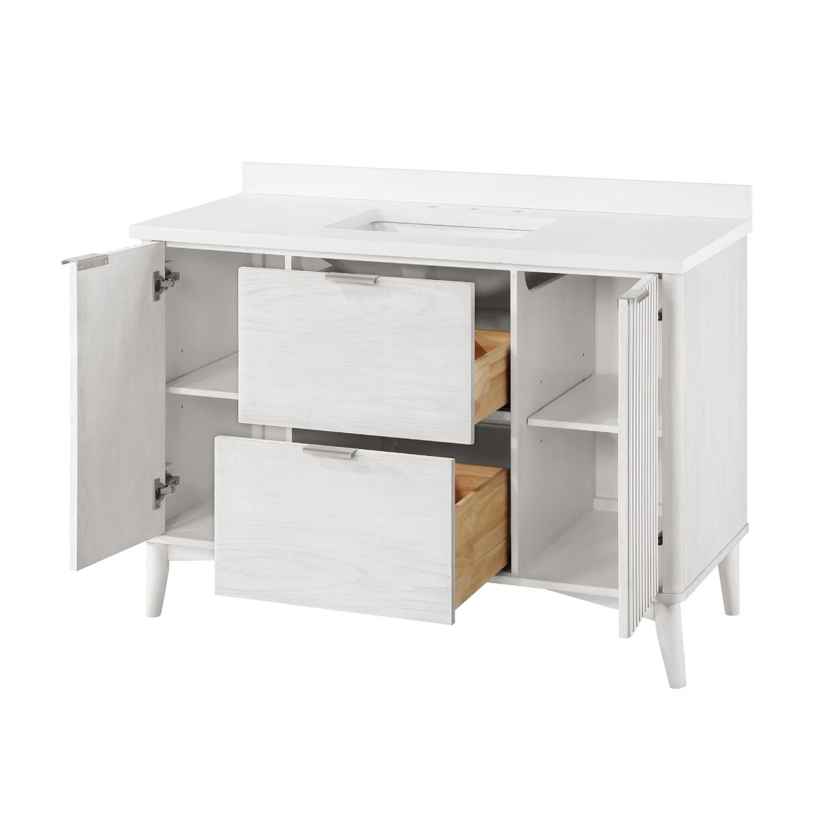 OVE Decors -  Gabi 48-In W x 22-In D x 35-In H Single Sink Bathroom Vanity In White Wash With A White Engineered Marble Top