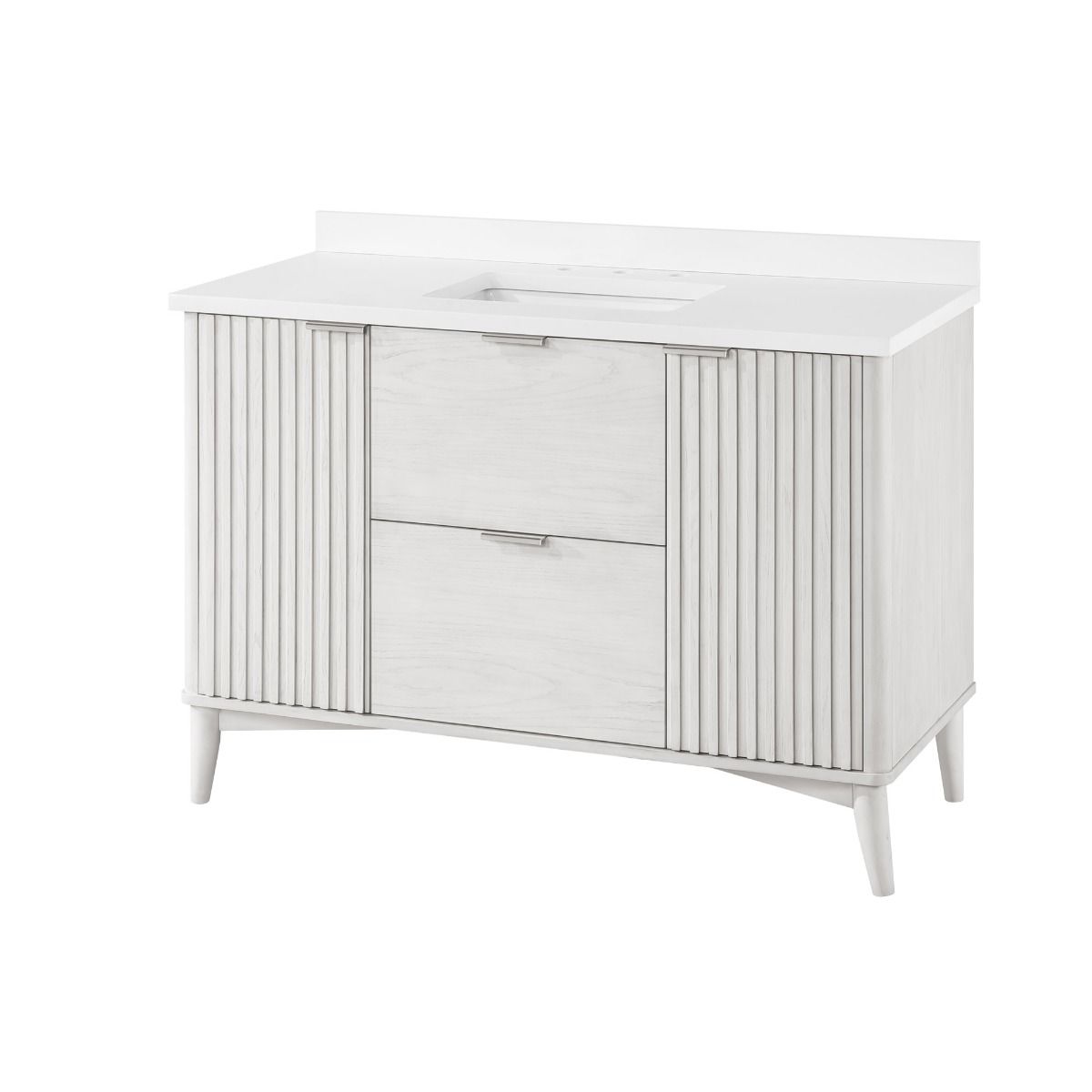 OVE Decors -  Gabi 48-In W x 22-In D x 35-In H Single Sink Bathroom Vanity In White Wash With A White Engineered Marble Top