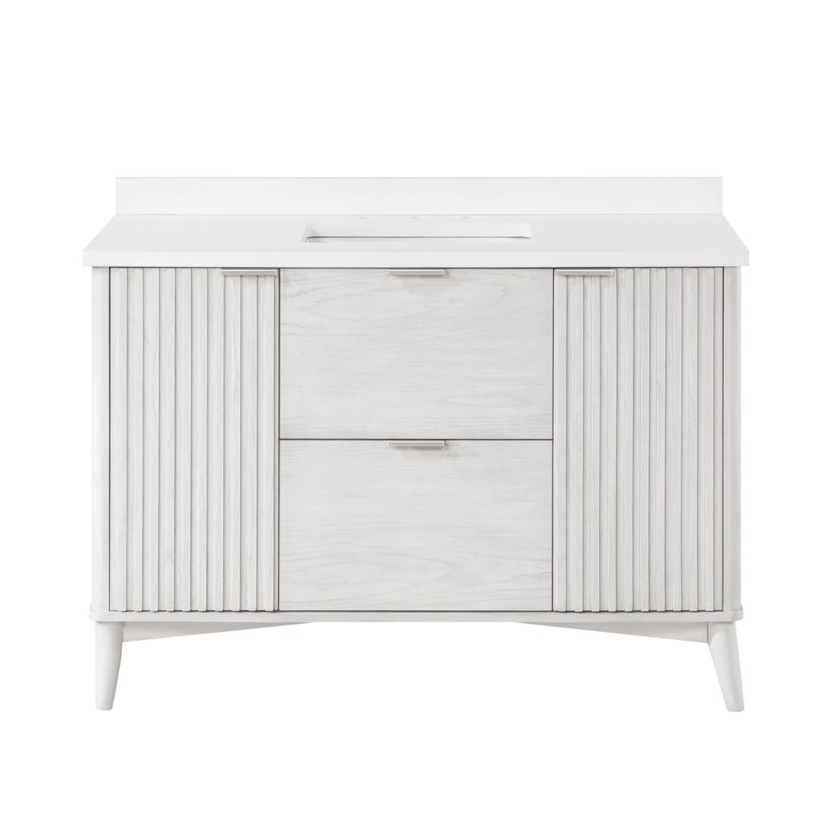 OVE Decors -  Gabi 48-In W x 22-In D x 35-In H Single Sink Bathroom Vanity In White Wash With A White Engineered Marble Top