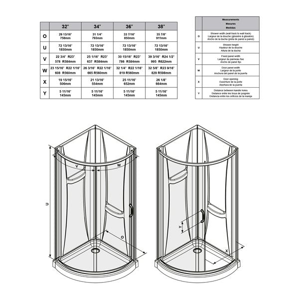 OVE Decors - Breeze 36-in Corner Shower Kit with Door, Base & Walls