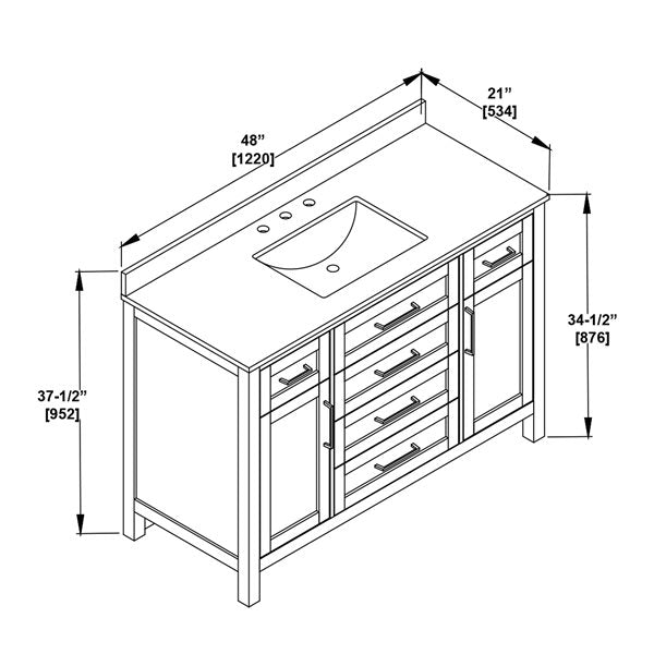 OVE Decors - Tahoe 48-in White Single Sink Bathroom Vanity with White Marble Top