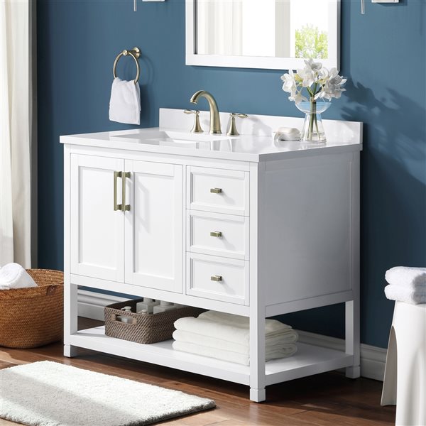 OVE Decors -  Stanley Vanity 42 In With Power Bar, White