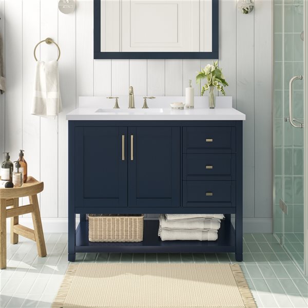 OVE Decors -  Stanley Vanity 42 In With Power Bar, Midnight Blue