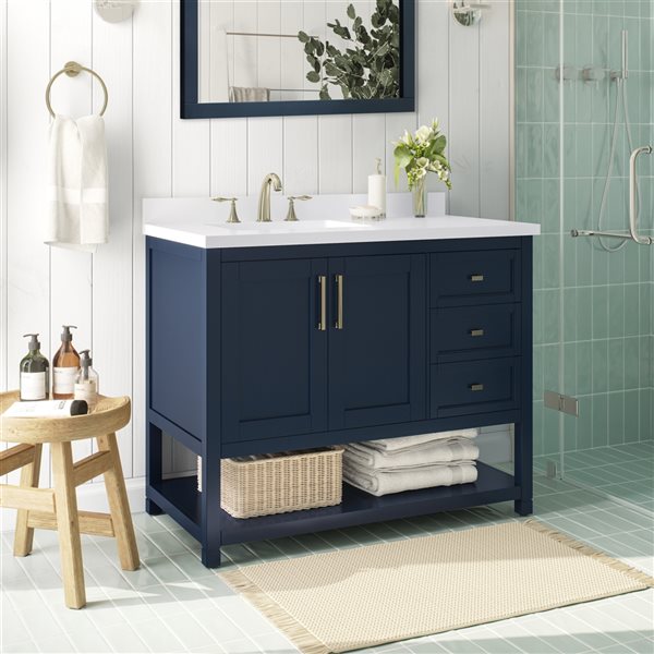 OVE Decors -  Stanley Vanity 42 In With Power Bar, Midnight Blue