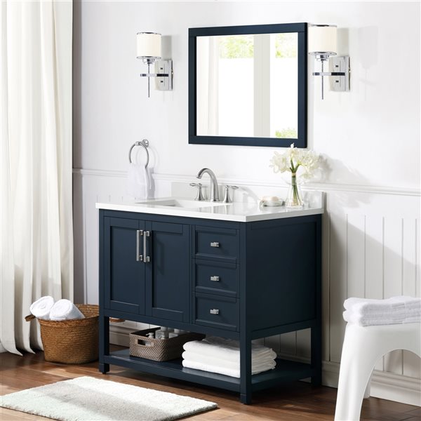 OVE Decors -  Stanley Vanity 42 In With Power Bar, Midnight Blue