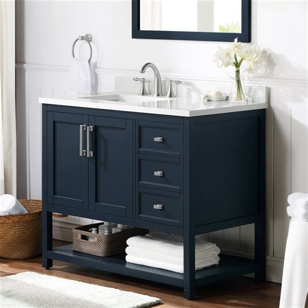 OVE Decors -  Stanley Vanity 42 In With Power Bar, Midnight Blue