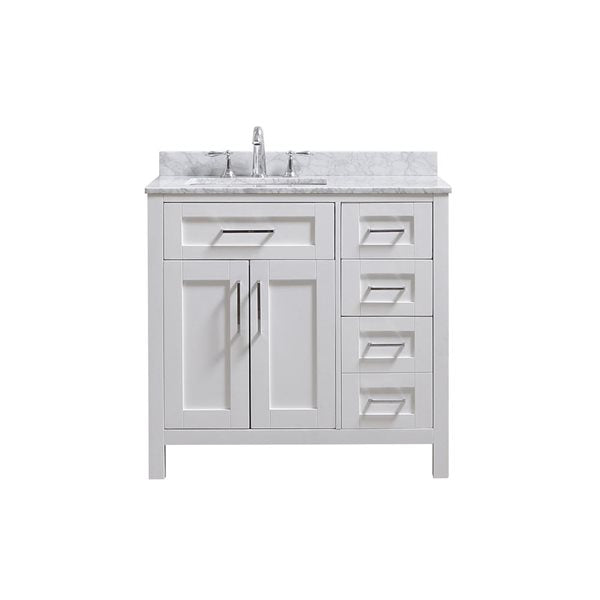 OVE Decors -  Tahoe 36 In. W X 21 In. D X 34 In. H Single Sink Bath Vanity In White With Carrara Marble Top