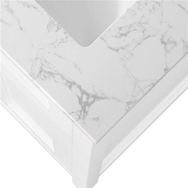 OVE Decors - Tahoe Duo 48 In. W X 21 In. D X 35 In. H Double Sink Bath Vanity In Pure White With White Engineered Marble Top