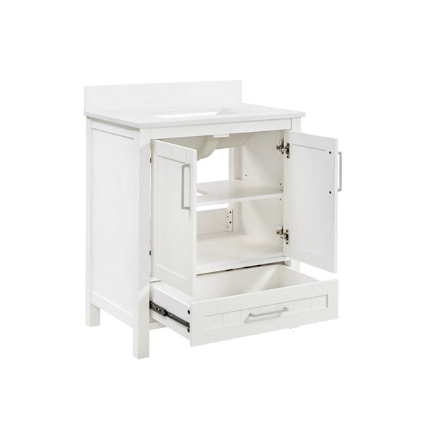 OVE Decors -  Kansas 30 In. W X 19 In. D X 34 In. H Single Sink Bath Vanity In White With White Engineered Stone Top