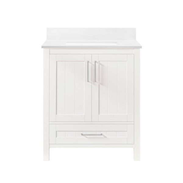 OVE Decors -  Kansas 30 In. W X 19 In. D X 34 In. H Single Sink Bath Vanity In White With White Engineered Stone Top