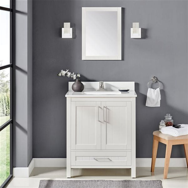 OVE Decors -  Kansas 30 In. W X 19 In. D X 34 In. H Single Sink Bath Vanity In White With White Engineered Stone Top