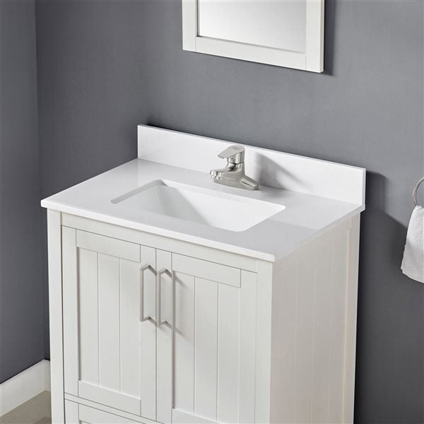 OVE Decors -  Kansas 30 In. W X 19 In. D X 34 In. H Single Sink Bath Vanity In White With White Engineered Stone Top