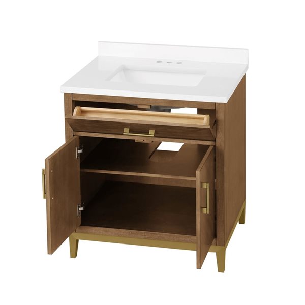 OVE Decors -  Diya 30 In. W X 22 In. D X 34 In. H Single Sink Bath Vanity In Macchiato With White Engineered Stone Top