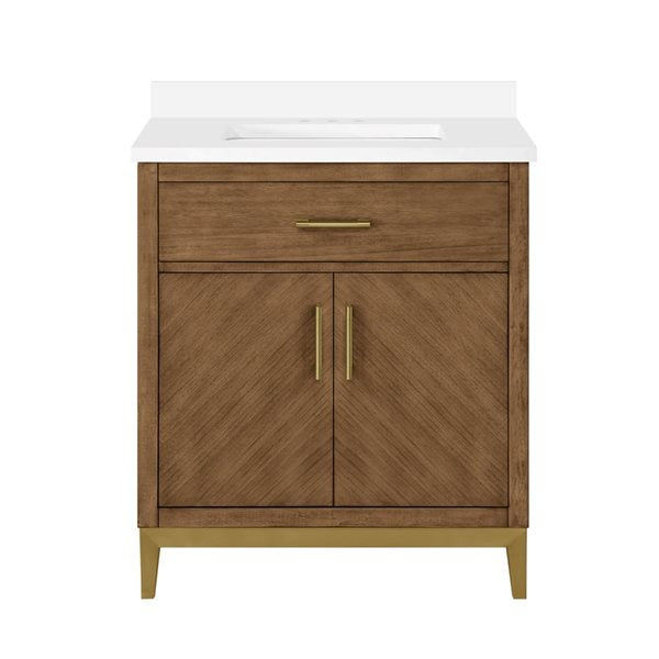 OVE Decors -  Diya 30 In. W X 22 In. D X 34 In. H Single Sink Bath Vanity In Macchiato With White Engineered Stone Top