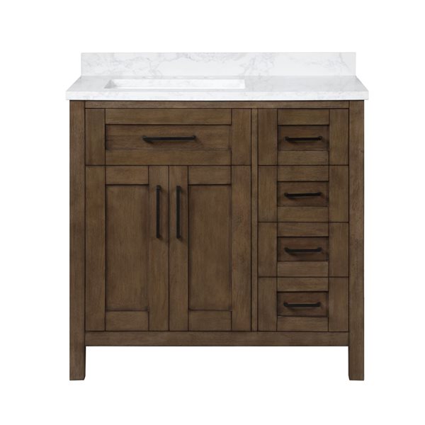 OVE Decors -  Tahoe 36 In. W X 21 In. D X 34 In. H Single Sink Bath Vanity In Almond Latte With White Engineered Marble Top