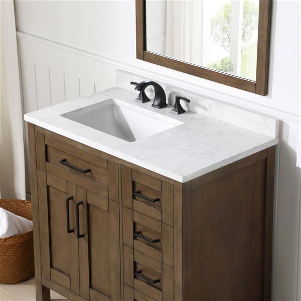 OVE Decors -  Tahoe 36 In. W X 21 In. D X 34 In. H Single Sink Bath Vanity In Almond Latte With White Engineered Marble Top