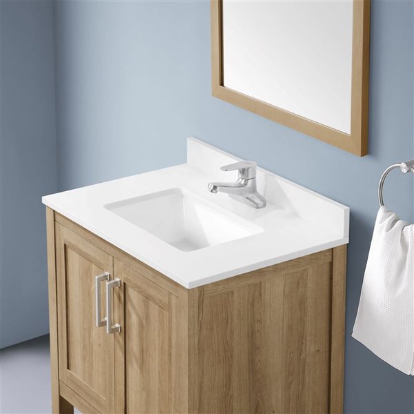 OVE Decors - Vegas 30-Inch W x 19-Inch D x 34-Inch H Single Sink Bathroom Vanity in White Oak with White Engineered Stone Top