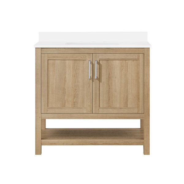 OVE Decors - Vegas 36-Inch W x 19-Inch D x 34-Inch H Single Sink Bathroom Vanity in in White Oak With White Engineered Stone Top (Copy)