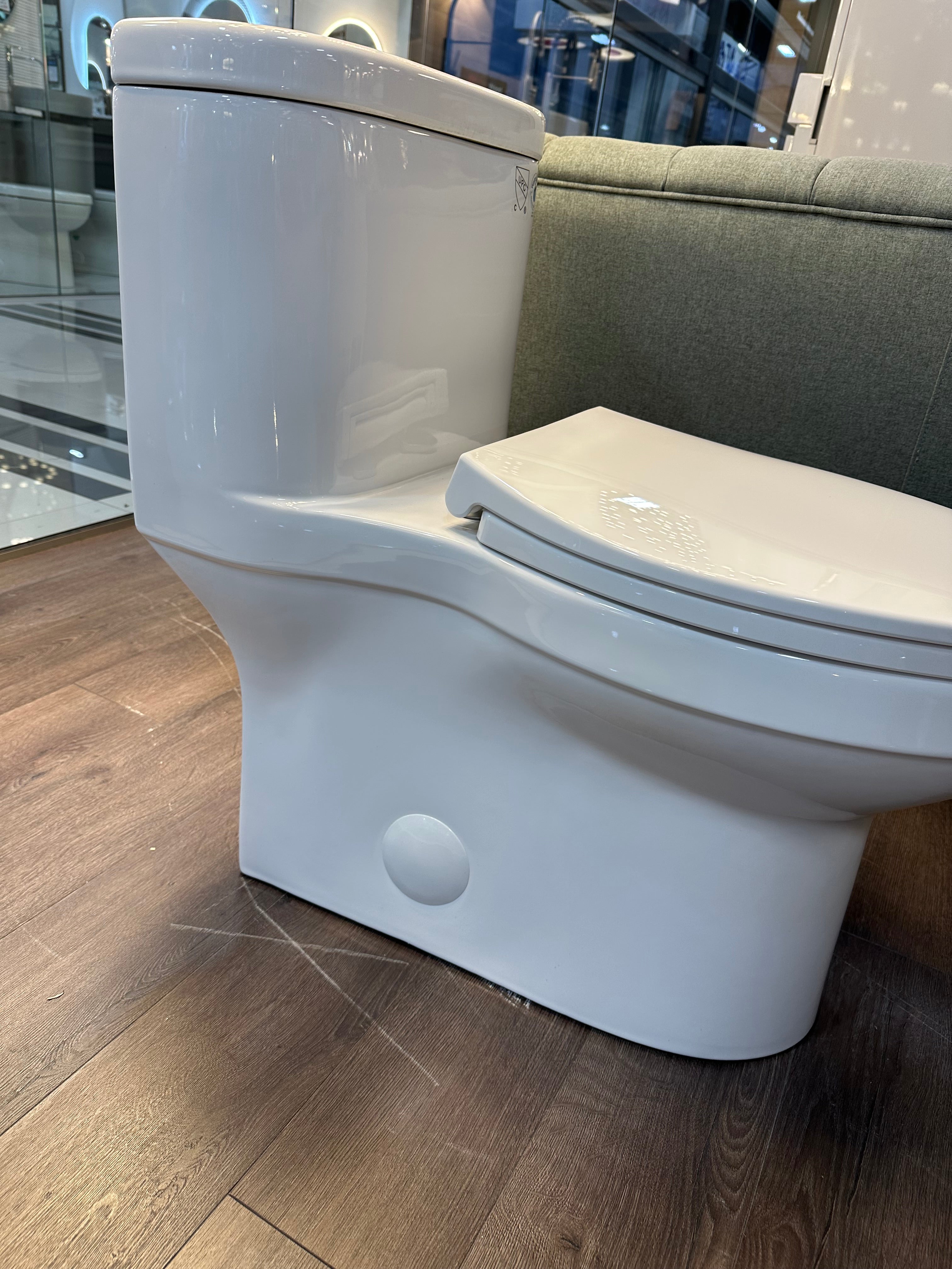 Dual-Flush Elongated One Piece Toilet Bowl T2023 - Soft Close Seat with High Efficiency Dual Flush in White