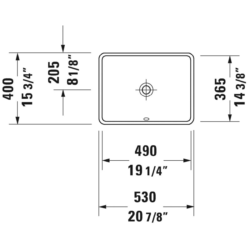 Duravit - Starck 3 Undermount Lavatory W/overflow - 0305490017 Basin. Sink