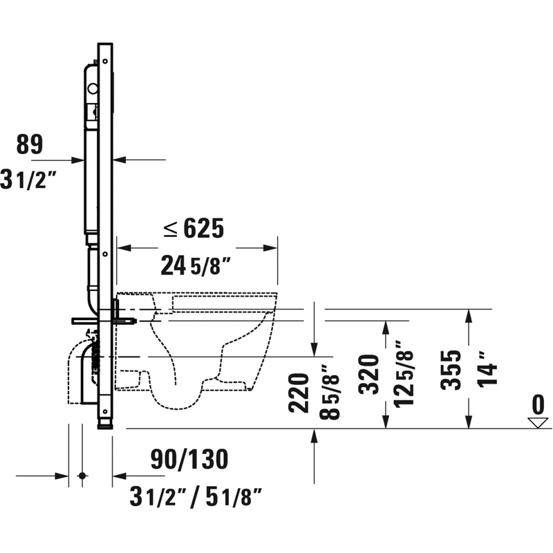 Duravit 1.6/0.8gpf in-wall Tank & Carrier - WD1022000090 - WD1022000091