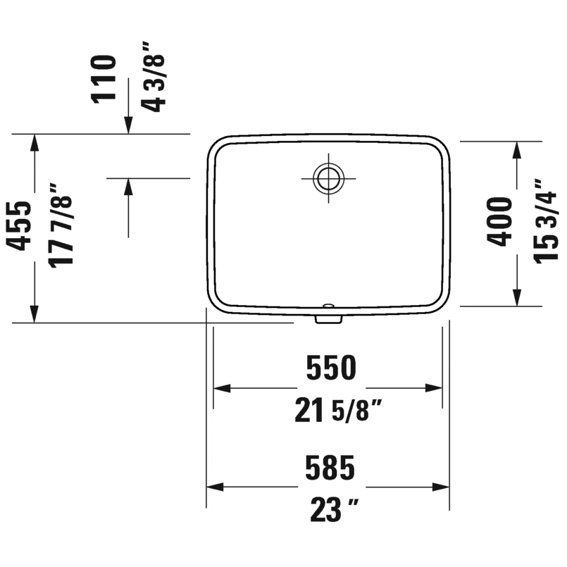 Duravit Under Counter Mounted Basin 21 5/8" x 15 3/4" White. Sink