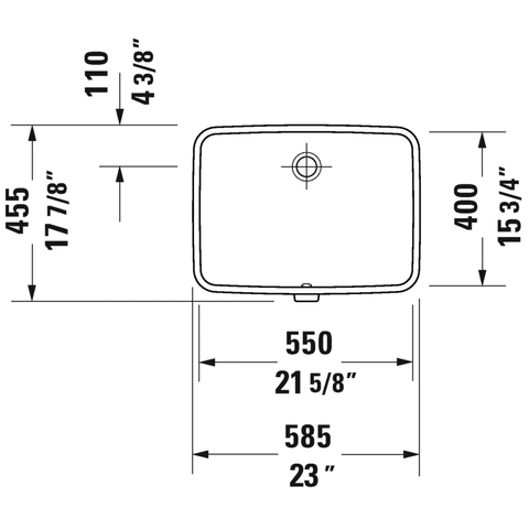 Duravit Under Counter Mounted Basin 21 5/8" x 15 3/4" White. Sink