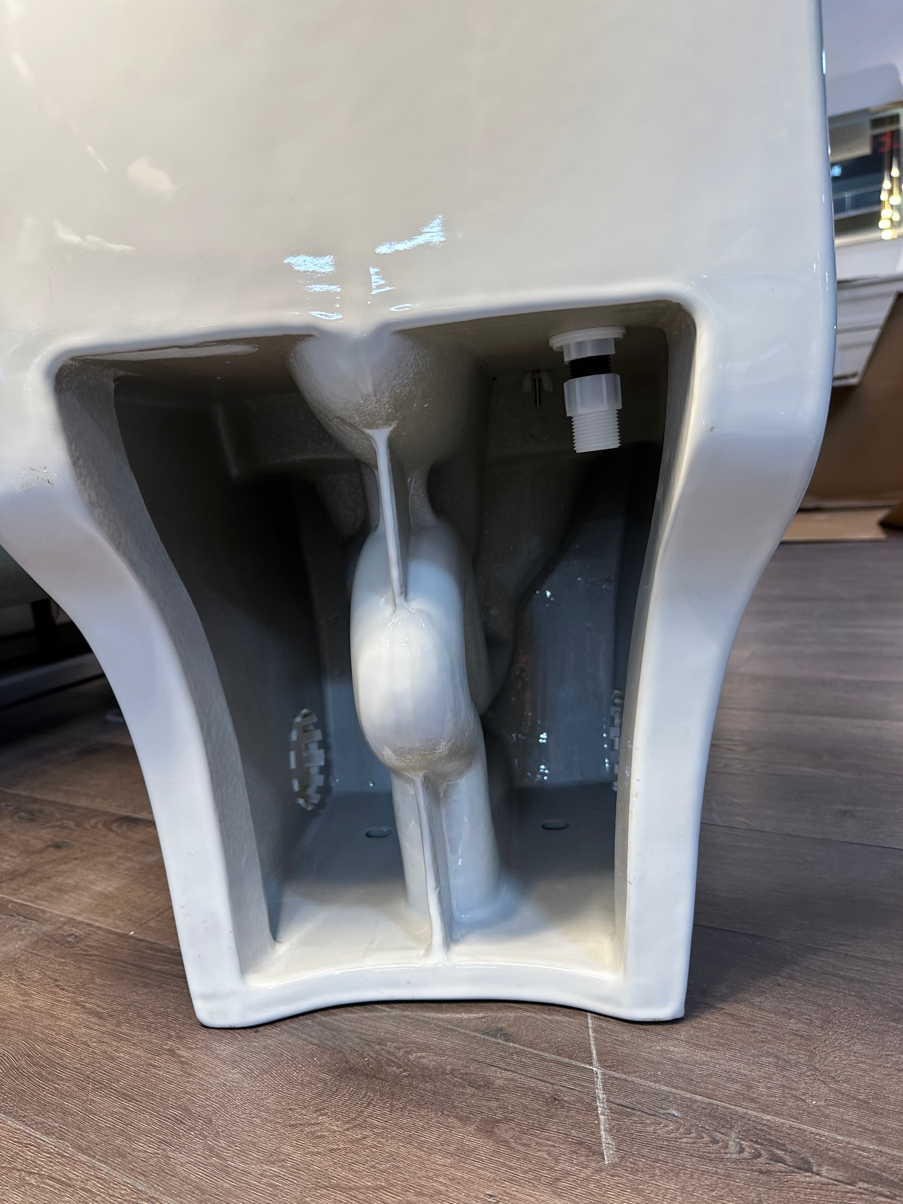 One Piece Toilet Bowl SKU: 8676WB- Soft Close Seat with High Efficiency Dual Flush in White. Dual-Flush