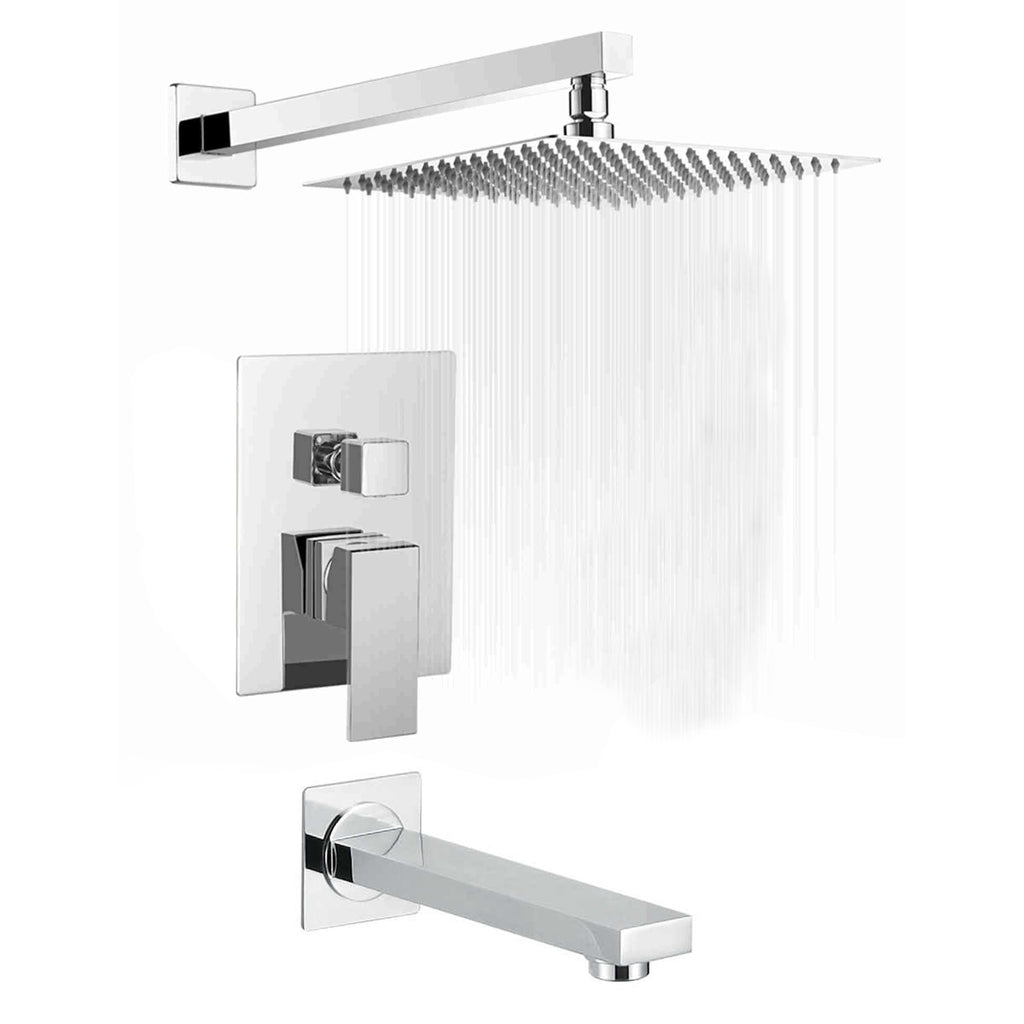 HMD - Shower Set with Square Rain Shower and Tub Filler