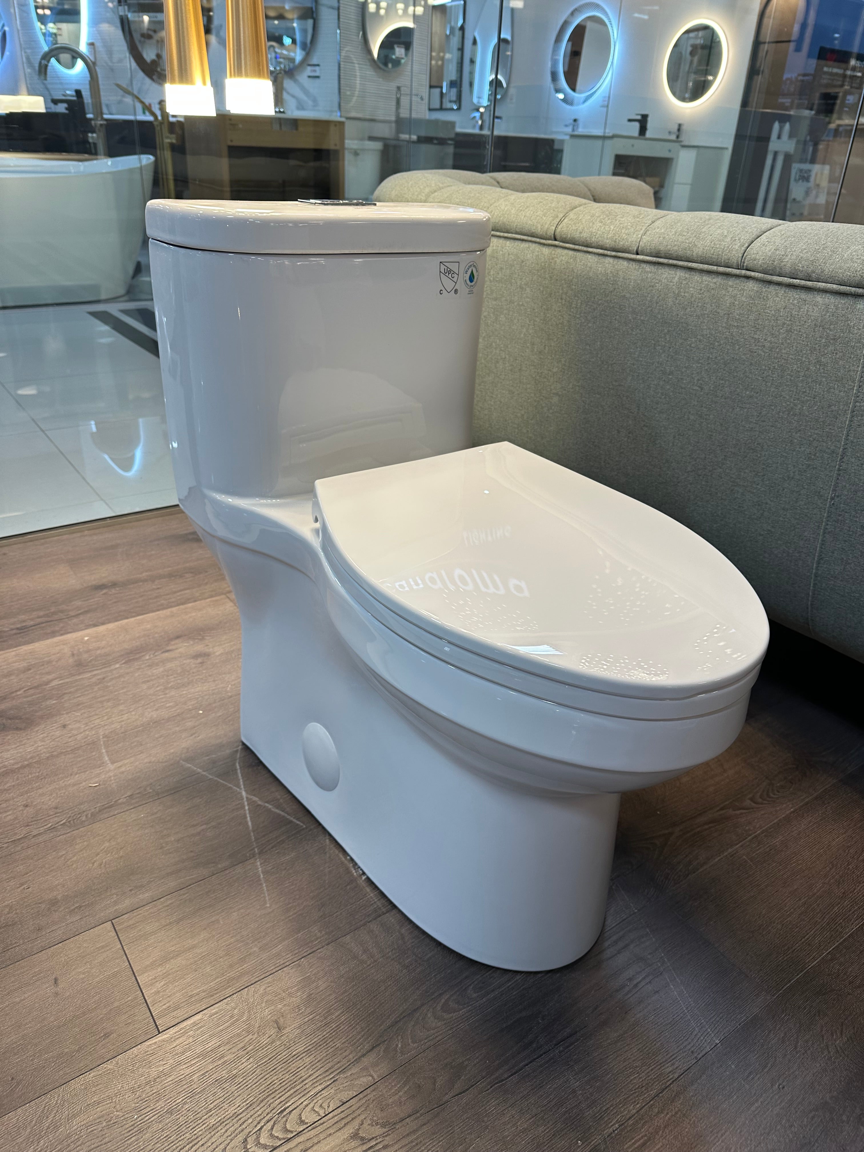 Dual-Flush Elongated One Piece Toilet Bowl T2023 - Soft Close Seat with High Efficiency Dual Flush in White