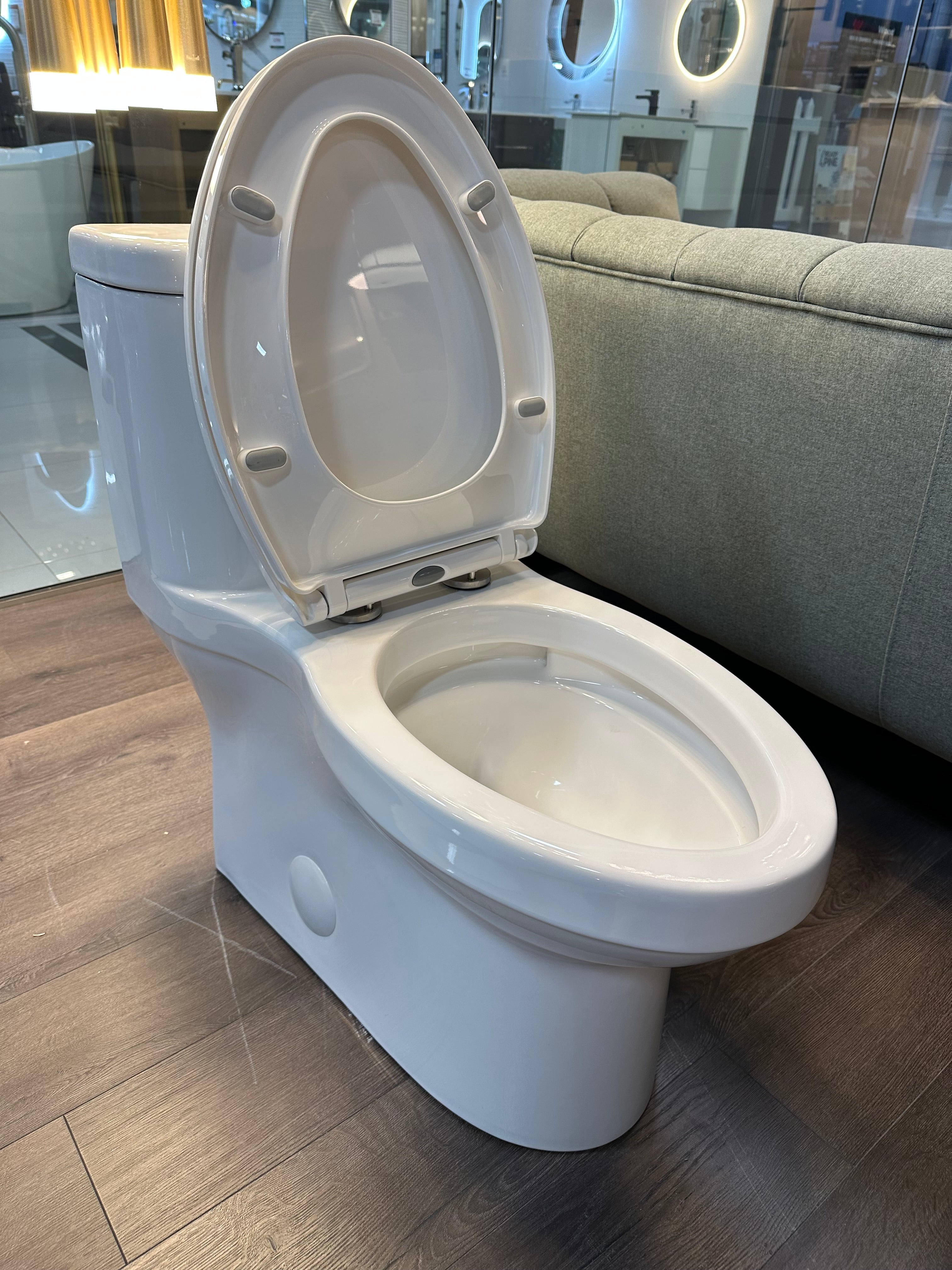 Dual-Flush Elongated One Piece Toilet Bowl T2023 - Soft Close Seat with High Efficiency Dual Flush in White