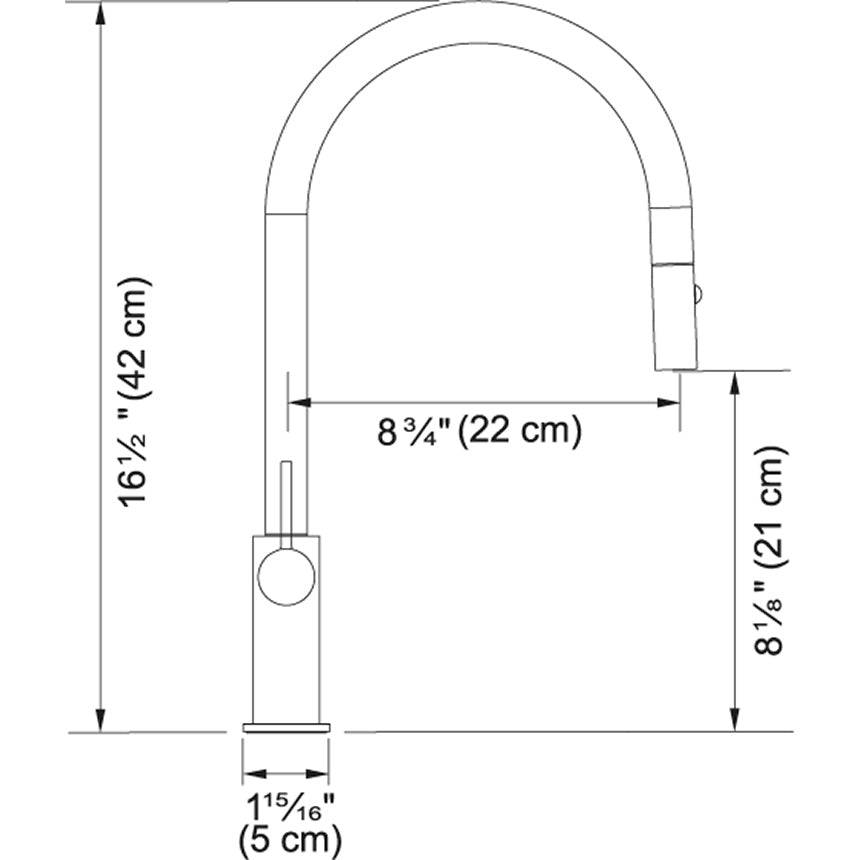 Franke - 16 1/2" Ambient Deck-Mount 1-Hole Kitchen Faucet Swivel Spout 1.75 GPM With 1-Lever Handle- Satin Nickel