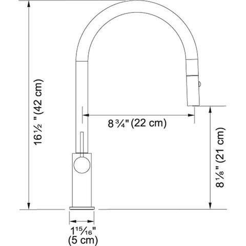 Franke - 16 1/2" Ambient Deck-Mount 1-Hole Kitchen Faucet Swivel Spout 1.75 GPM With 1-Lever Handle- Satin Nickel