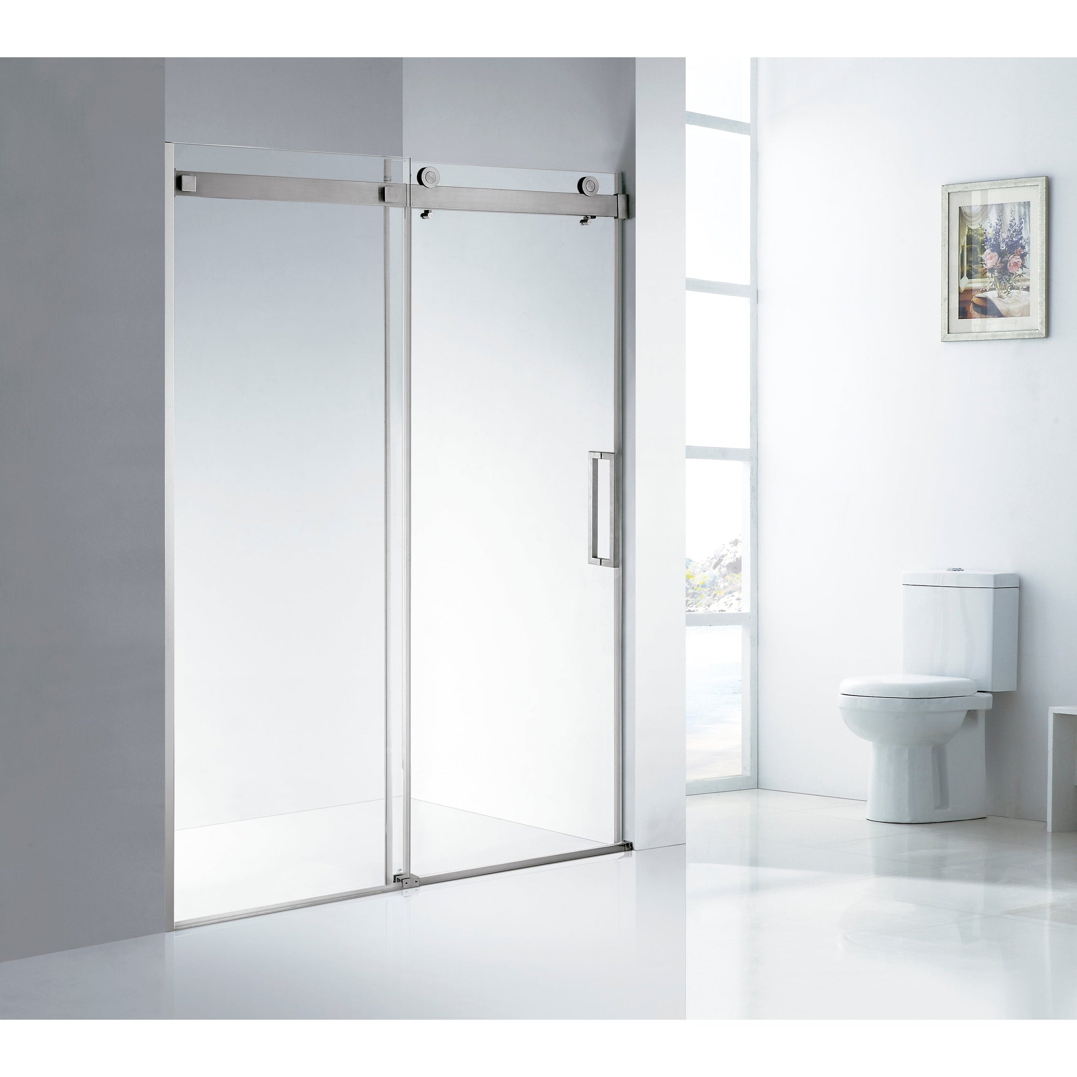 HMD - 59-1/2"W x 75"H Standing Shower Door - Door only (2 pcs glasses) + Hardwares 8mm Thick