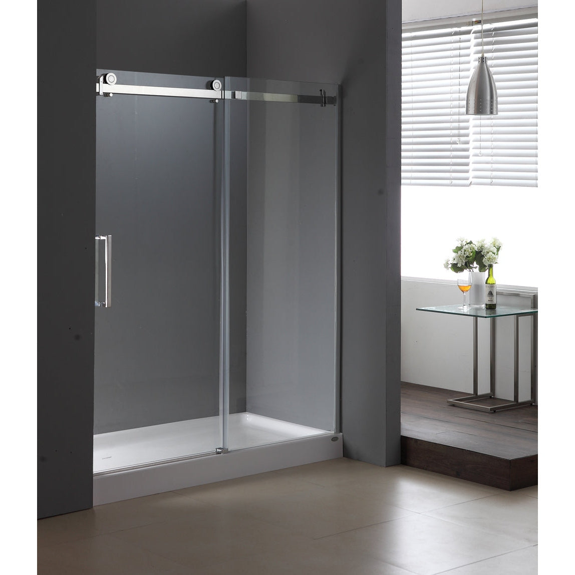 HMD - 59-1/2"W x 75"H Standing Shower Door - Door only (2 pcs glasses) + Hardwares 8mm Thick