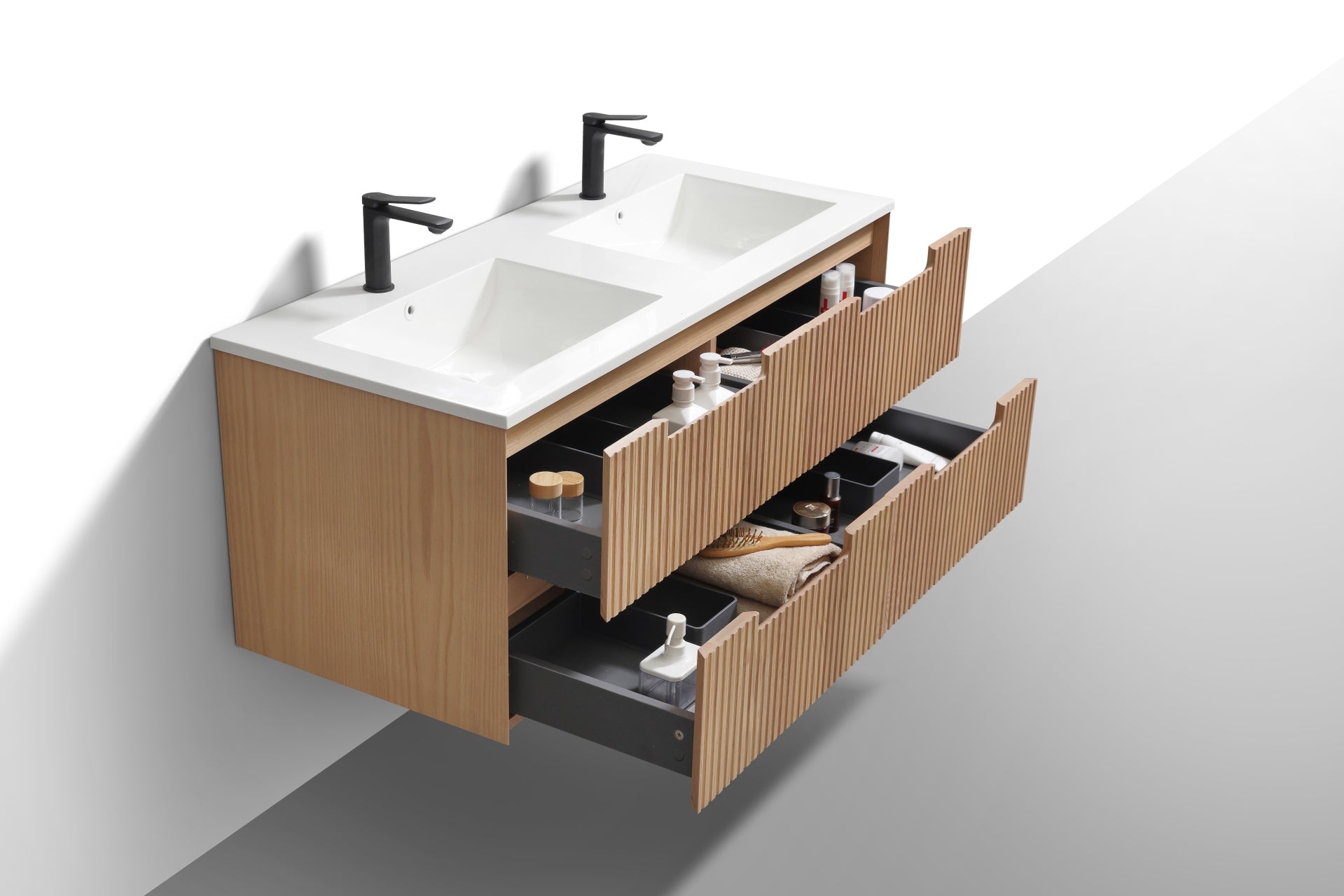 48” Fiore Modern Wall Mount Double Sink Bathroom Vanity – Oakwood