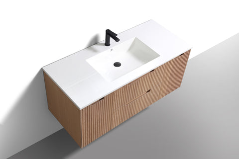 48” Fiore Modern Wall Mount Single Sink Bathroom Vanity – Oakwood