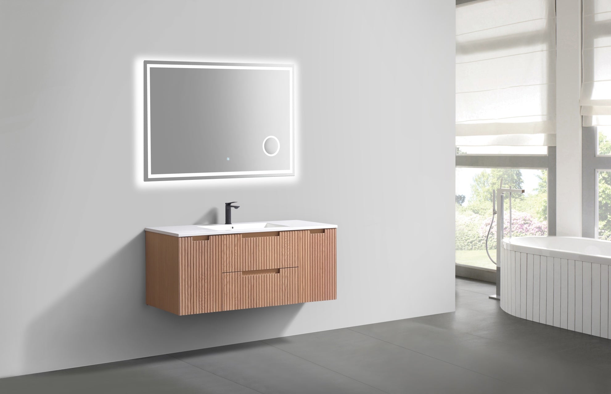 48” Fiore Modern Wall Mount Single Sink Bathroom Vanity – Oakwood