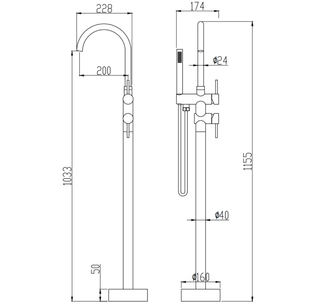 Lauretta - CADIZ Free Standing Bathtub Faucet