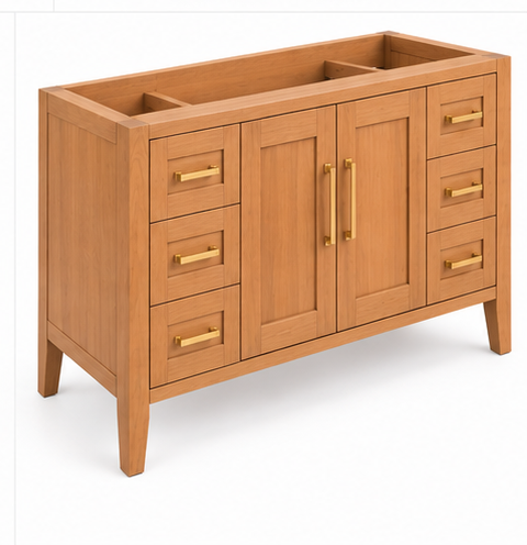 ALV Casa 48 white oak vanity, open cabinet and drawers