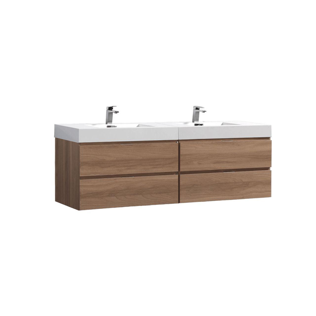 Bliss 72" Double Sink Wall Mount Modern Bathroom Vanity - Hbdepot