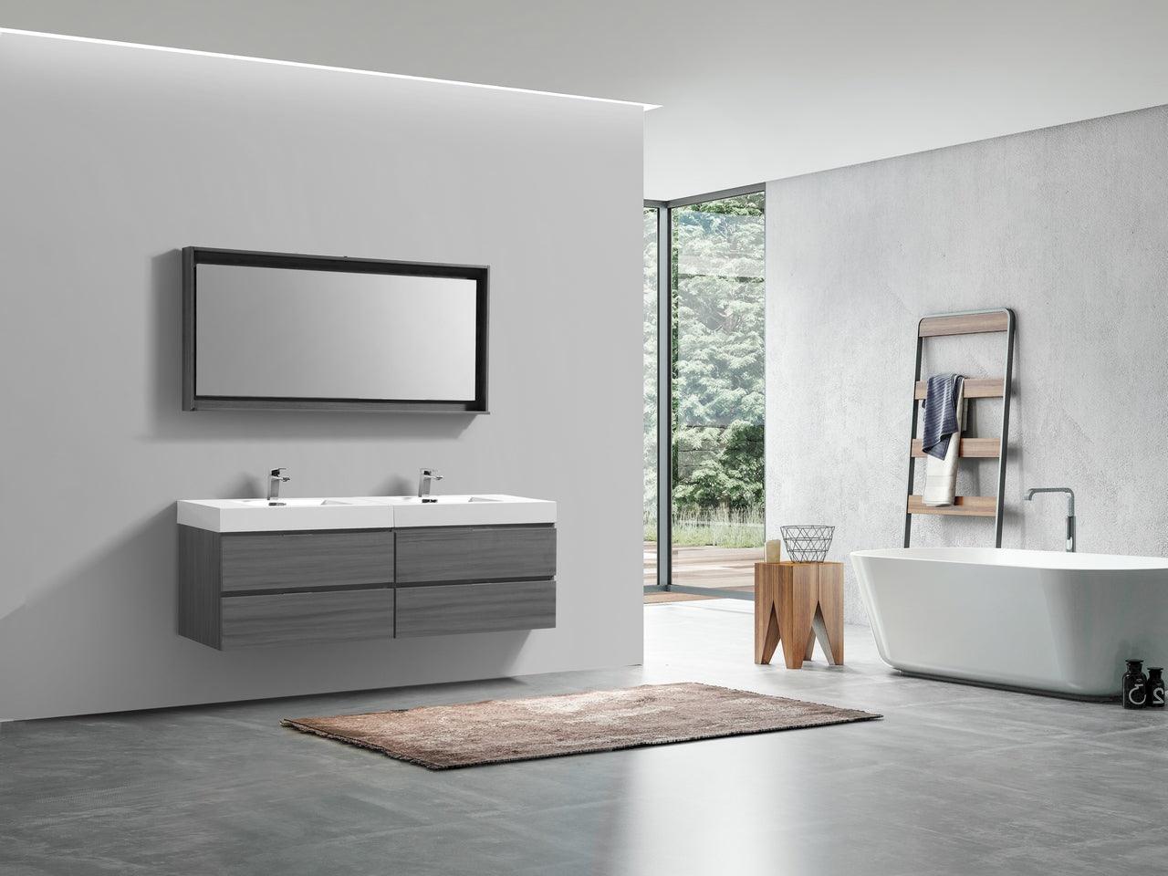 Bliss 72" Double Sink Wall Mount Modern Bathroom Vanity - Hbdepot