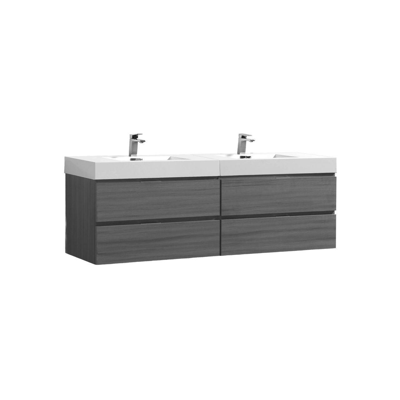 Bliss 80" Double Sink Wall Mount Modern Bathroom Vanity - Hbdepot
